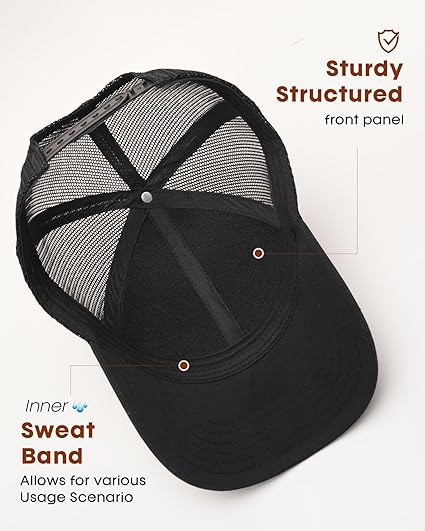 Mens Trucker Hat Structured Mesh Baseball Cap Adjustable Classic Mens Hat