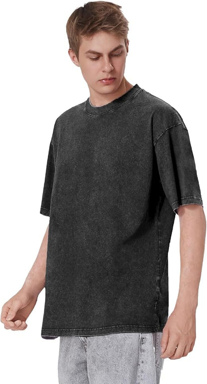 Oversized T-Shirts for Men Vintage Cotton Tee Crew Neck Short Sleeve Tops Men's Loose Fit Casual Fashion Shirt