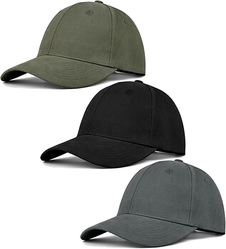 3 Pack Unisex Cotton Baseball Cap Adjustable Unconstructed Plain Sport Dad Golf Hat for Men and Women