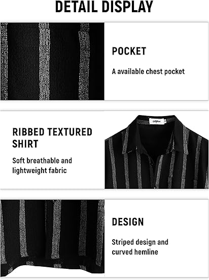Mens Summer Striped Shirts Button Down Short Sleeve Vintage Beach Hawaiian Shirts with Pocket