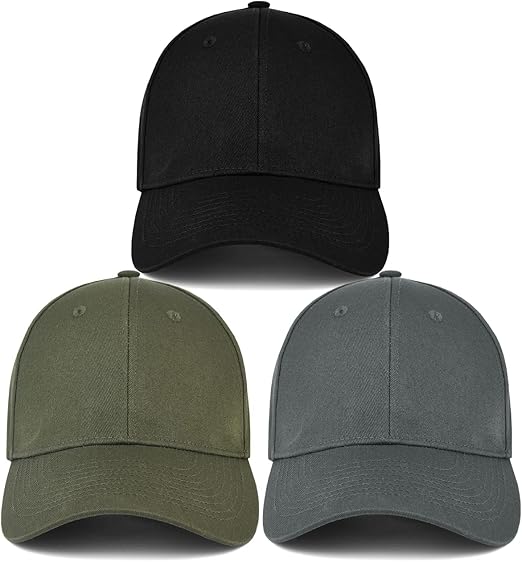 3 Pack Unisex Cotton Baseball Cap Adjustable Unconstructed Plain Sport Dad Golf Hat for Men and Women
