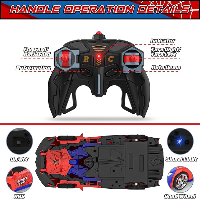 BLUEJAY Transform Rc Cars for Boys 4-7 8-12, 2.4Ghz Remote Control Car 1:18 Scale Transforming Robot, One-Button Deformation 360° Rotation Car Toy Gifts for Boys 3-5