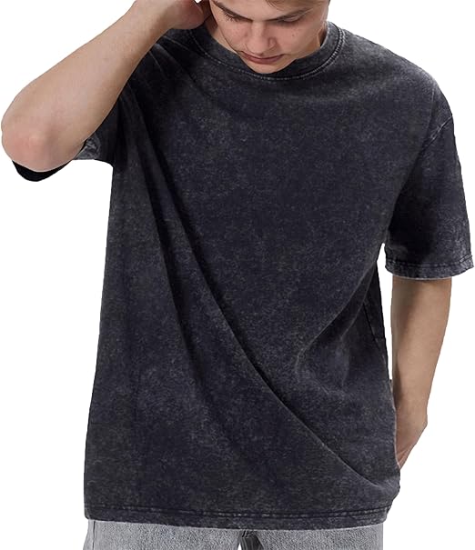 Oversized T-Shirts for Men Vintage Cotton Tee Crew Neck Short Sleeve Tops Men's Loose Fit Casual Fashion Shirt