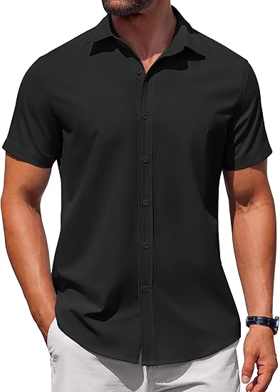 Men's Button Down Shirt Short Sleeve Casual Shirt for Men Summer Business Casual Dress Shirt