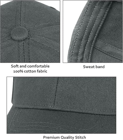 3 Pack Unisex Cotton Baseball Cap Adjustable Unconstructed Plain Sport Dad Golf Hat for Men and Women