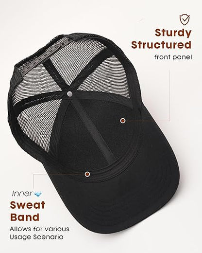 Mens Trucker Hat Structured Mesh Baseball Cap Adjustable Classic Mens Hat